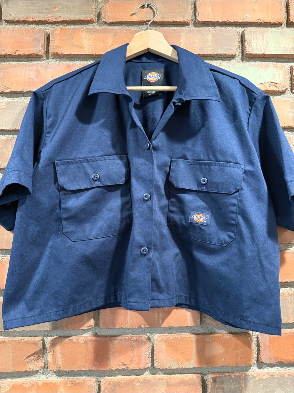 Dickies Navy Blue Cropped Work Shirt
